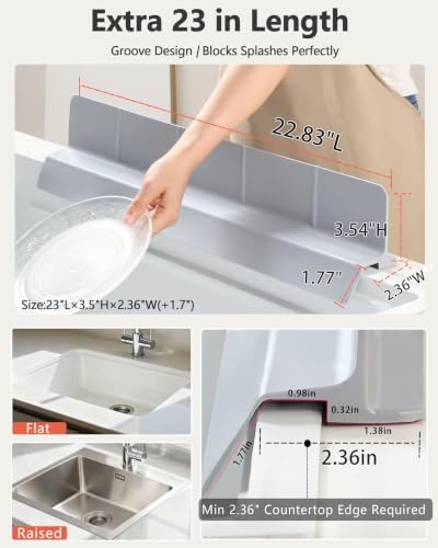 Silicone Sink Splash Guard 23" 18" 30", Kitchen & Bathroom Sink Edge