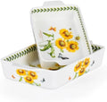 Ceramic Bakeware Set, Floral Pattern Casserole Dishes with Handles