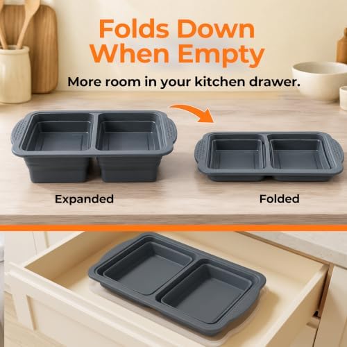 Collapsible Silicone Soup Freezer Tray Molds with Lids, 2-Pack