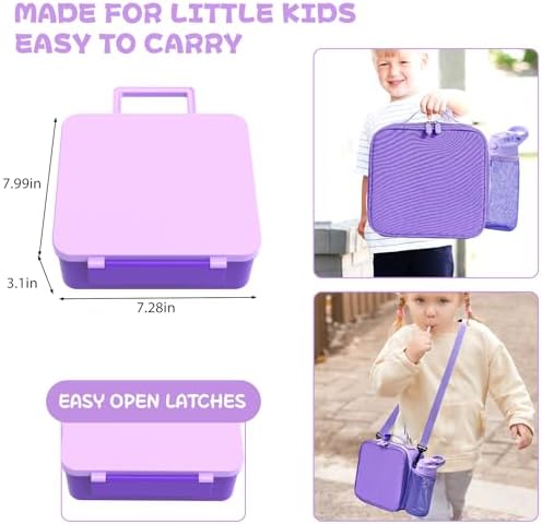 Kids Bento Lunch Box with 8oz Soup Thermo (Purple)