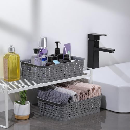 NETANY Plastic Storage Baskets, 8 Pack, Gray