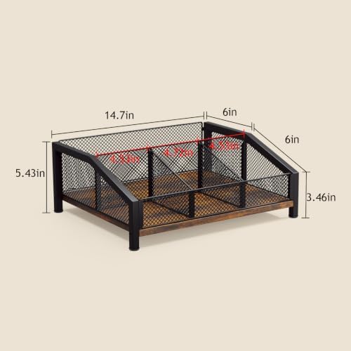 Homsorout Coffee Station Organizer with Removable Dividers, Brown