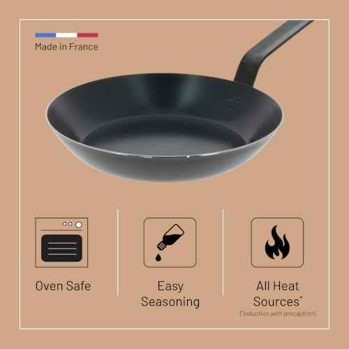 de Buyer - Blue Carbon Steel Fry Pan 2mm Thick - 9.5” Diameter, 6.9”