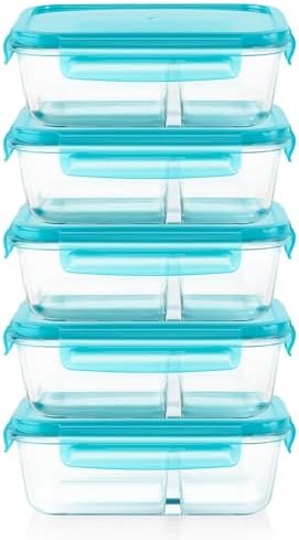 Pyrex 5-Pack 4 Cup Glass Meal Boxes with Locking Lids