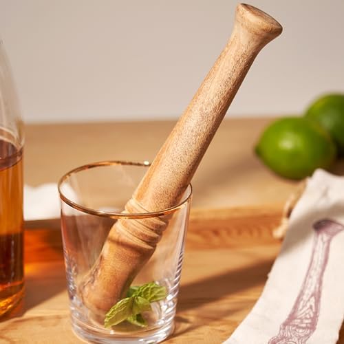 Twine Acacia Wood Mojito Muddler for Cocktails with Jute Storage