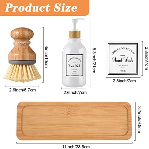 Zopeal Dish Soap Dispenser with Bamboo, 4 Pcs