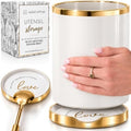 STYLED SETTINGS White Utensil Holder with Built-In Ceramic Spoon Rest