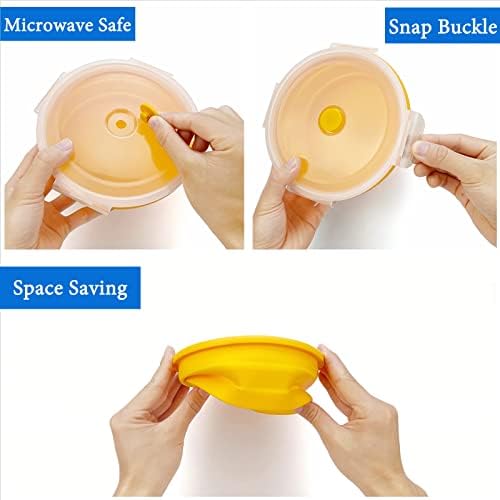 1200ml Large Collapsible Bowl With Lid, Camping Bowl with Foldable