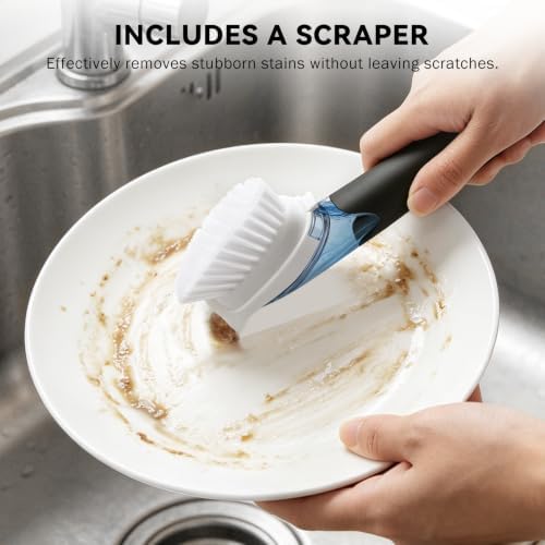 SetSail Dish Brush with Soap Dispenser, Stiff Bristles