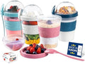 Hakan Overnight Oats Containers with Lid & Spoons, 4 Pack - 20 oz
