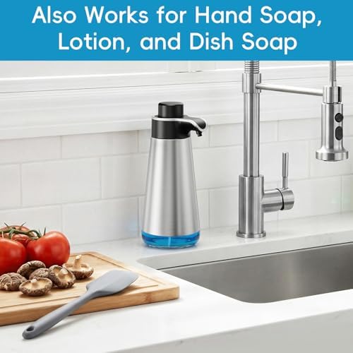 BYUNER 15 fl oz Refillable Soap Dispenser, Brushed Silver