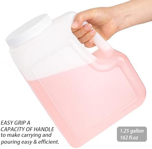 Yesland 2 Pcs White Plastic Gallon Jar with Handle and Airtight Lid