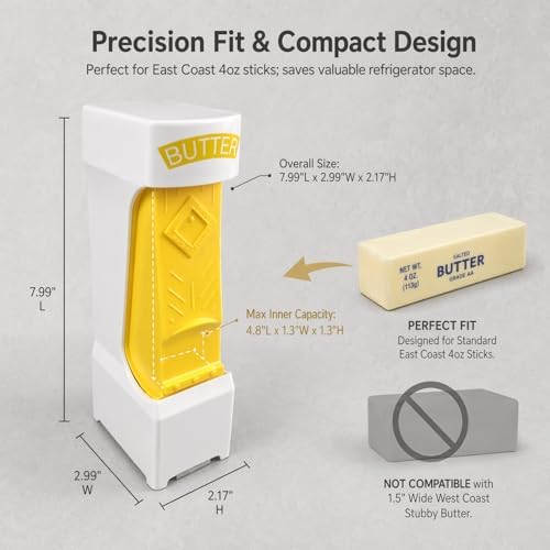 One Press Butter Cutter for 4 oz Sticks, Yellow
