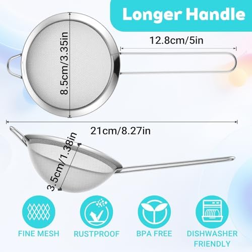 20packs Small Fine Mesh Strainer with Handle 3.3" Stainless Steel Tea