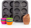 2 Pack Jumbo Muffin Pan, 6 Cup Nonstick Texas Muffin Pans with 12