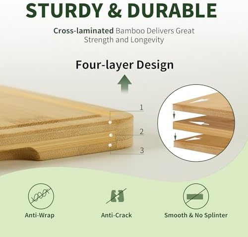 BAMBANG Bamboo Cutting Board Set, 3-Piece Wooden Chopping Boards for