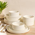TheTerra Ceramic Dinnerware Set for 4, 12-Piece Plates and Bowls Set