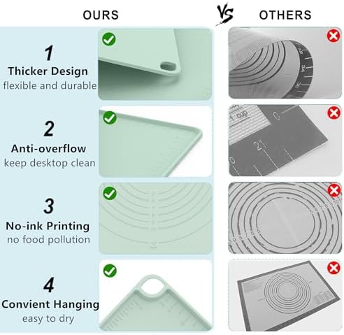 Silicone Baking Mat, Dough Rolling Mat, Pastry Mat for Rolling Dough