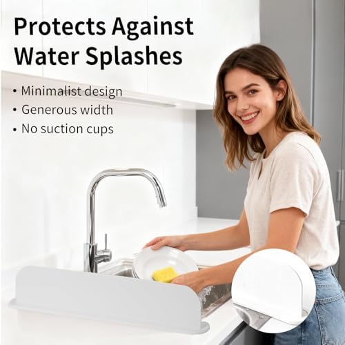 19.2inch(49cm) Silicone Sink Splash Guard, Sink Splash Guard with