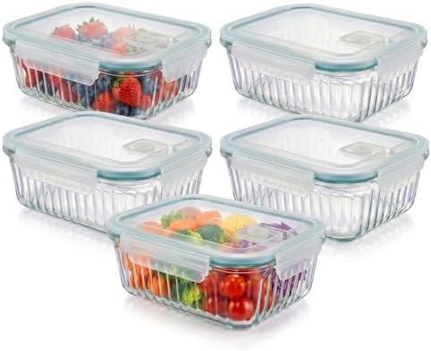 5-Packs 36 Oz Glass Meal Prep Containers with Lids
