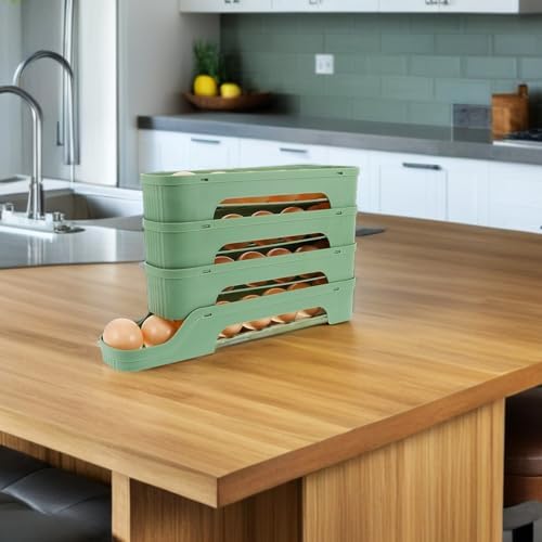 Layer Plastic Egg Holder Auto Rolling Dispenser for Refrigerator Door
