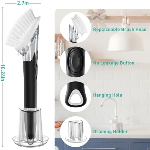 Soap Dispensing Dish Brush with Holder