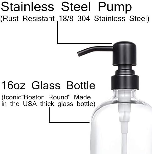 2 Pack Glass Soap Dispensers, 16ounce