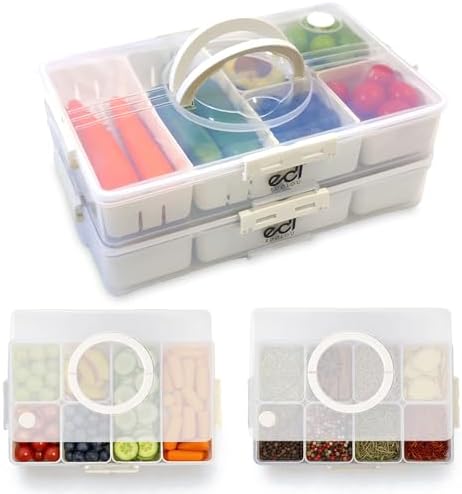 Stackable Snackle Box Container 2 Pack, 14 Compartments with 2 Drain