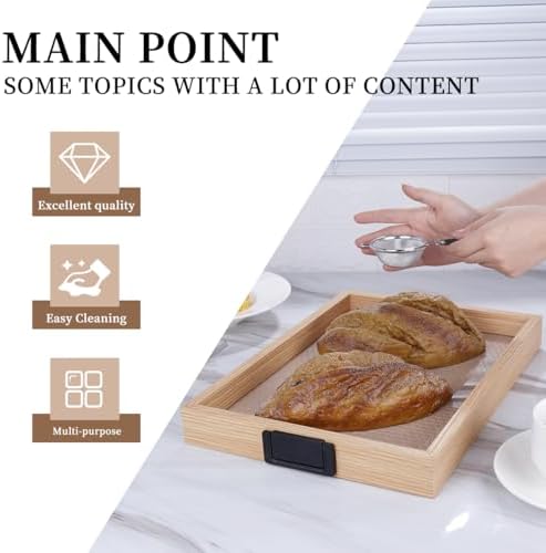 YWMSGM Leather Surface Wood Service Tray with Metal Handle, Decorative