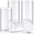 4 Pack Plastic Container, Plastic Jars, 32 Oz, Clear, Round