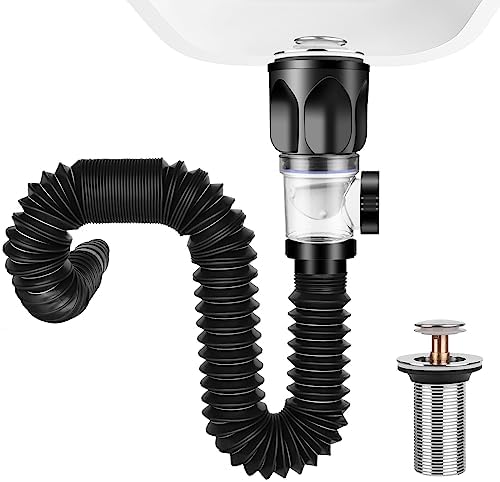 No Need Tools Easy Install Bathroom Sink Drain Kit, 3 in 1 Plumbing