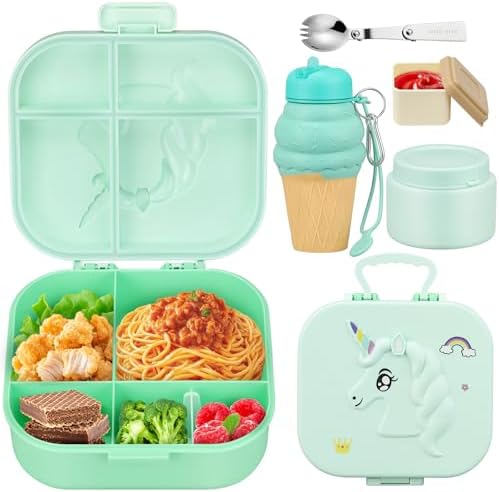 Lunch Box Kids, Girls Lunch Box 5 Compartment Bento Box for Kids with