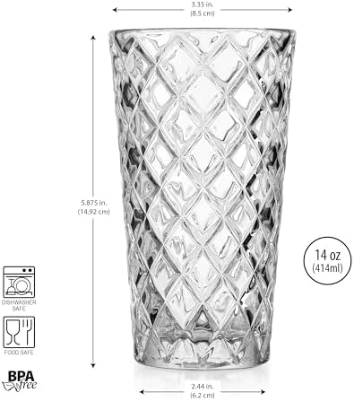 Glaver's Drinking Glasses - Set of 10-14oz. Highball Glass Cups