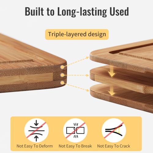 Bamboo Cutting Board Set for Kitchen, Charcuterie Board with Juice