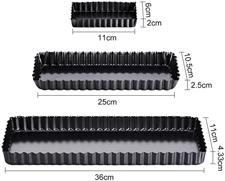 Boao 3 Pcs Rectangular Tart Pans with Removable Bottoms, 14''/10''/4''