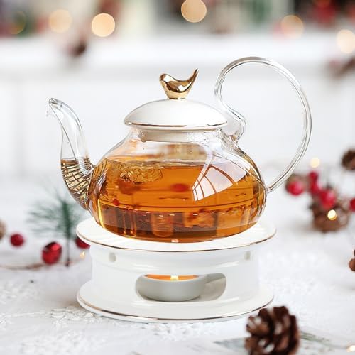KAYCROWN Teapot Warmer, Ceramic Tea Warmer with Tealight Holder
