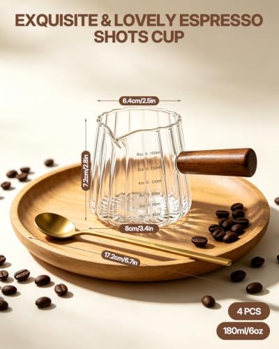 2 PCS 6OZ Espresso Cups with Coffee Spoons, Espresso Machine