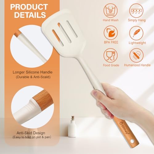Large Silicone Kitchen Utensils Set with Holder, 25Pcs Cooking Utensil