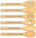 6 Pack Cursing Cutlery Wooden Spoons Funny Wooden Spoons Bamboo