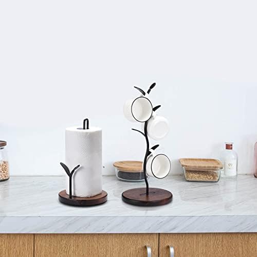 Paper Towel Holder and Mug Tree Set, Paper Roll Holder and Coffee Mug