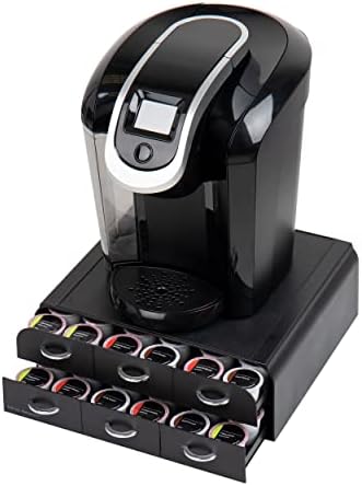 Mind Reader 72 Pod Coffee Drawer Organizer, 2 Tier Storage for Single Serve Pods, Coffee Machine Base, Countertop Pod Holder, Black