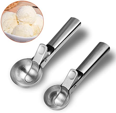 Stainless Steel Ice Cream Scooper with Trigger Release, Heavy Duty