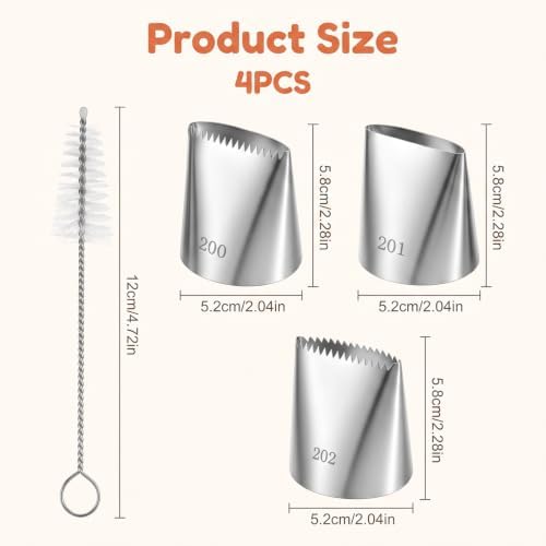 Extra Large Basketweave Piping Tips Set, Seamless, Cleaning Brushes
