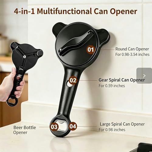 4-in-1 Jar Opener for Seniors with Arthritis, Black