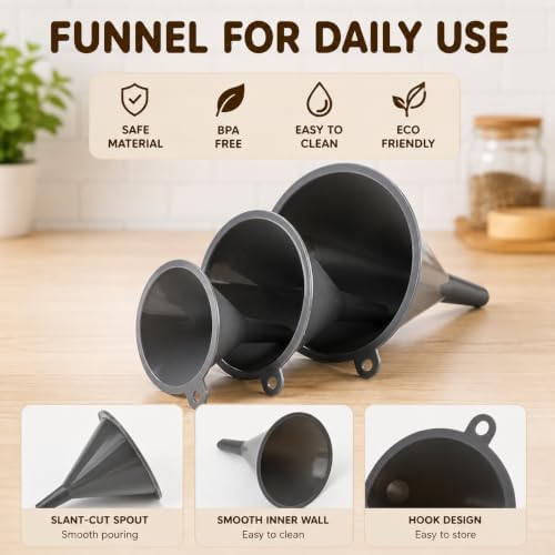 Kitchen Funnels for Kitchen Use Filling Bottles with Clean Brush, Set