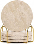 Marmor Coasters Natural Travertine Marble Coasters Set of 4 for Drinks