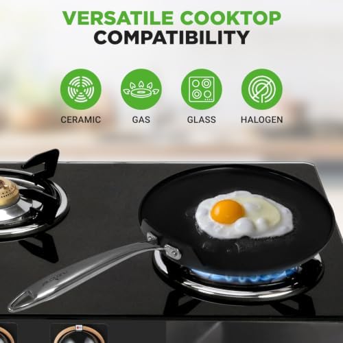NutriChef 12 Inch Crepe Pan Non Stick, Ideal for Large Pancakes, Dosa