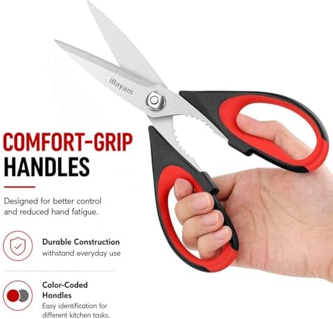 iBayam 3-Pack 8.7" Kitchen Scissors All Purpose Heavy Duty Shears