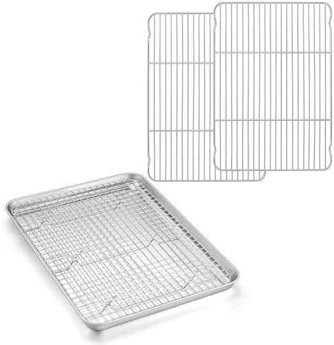 Baking Sheet with 3 Racks Set, Homikit 16" x 12" Stainless Steel
