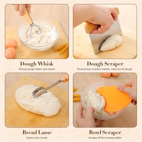 Sourdough Starter Kit – 10" Round + 9" Oval Banneton Baskets, Lame &